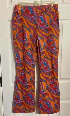 Another Girl Cynthia Swirl Print High-Waisted Pants